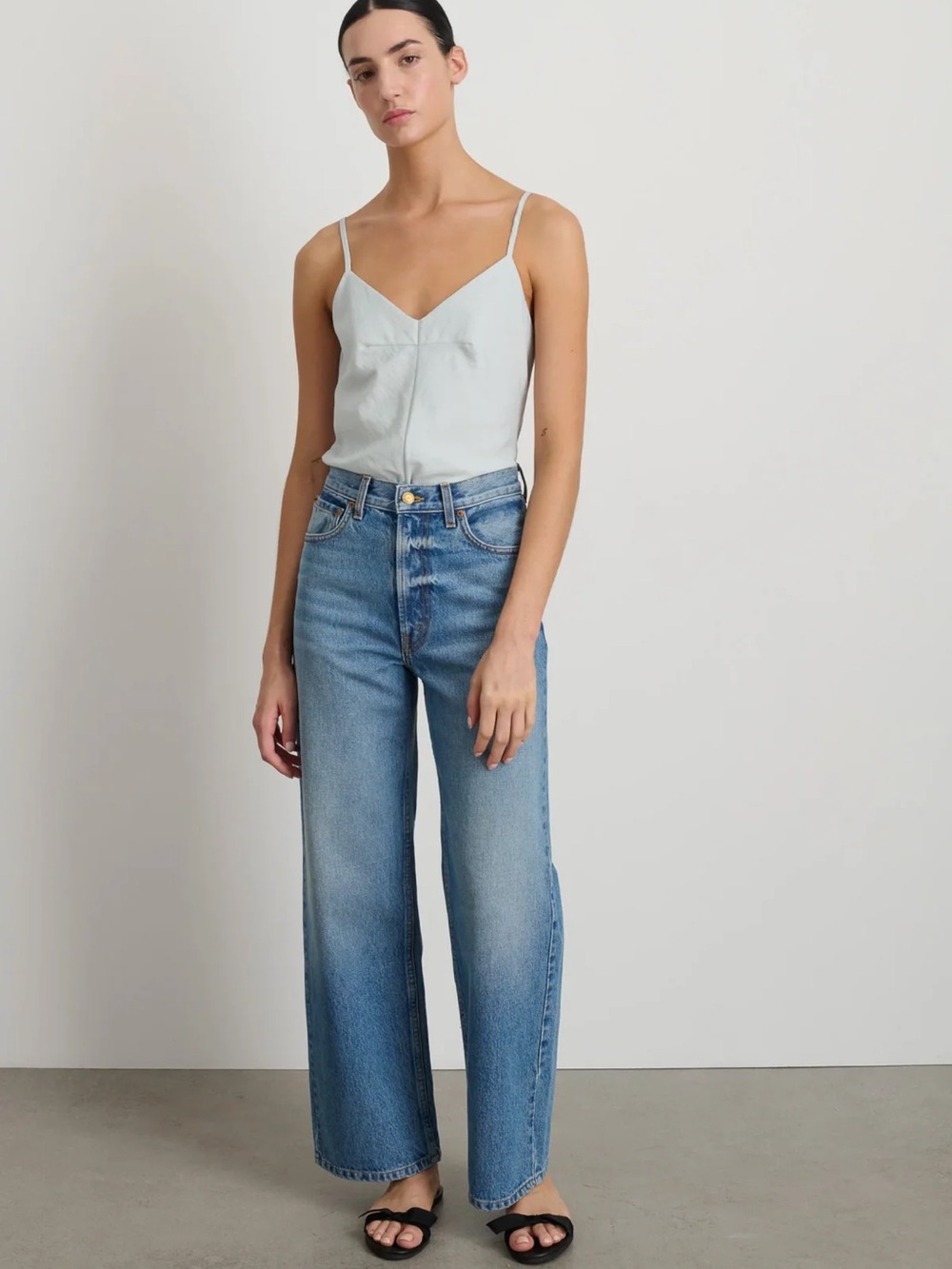 B SIDES Elissa Wide Leg Jeans in Tate Vintage Blue Wash